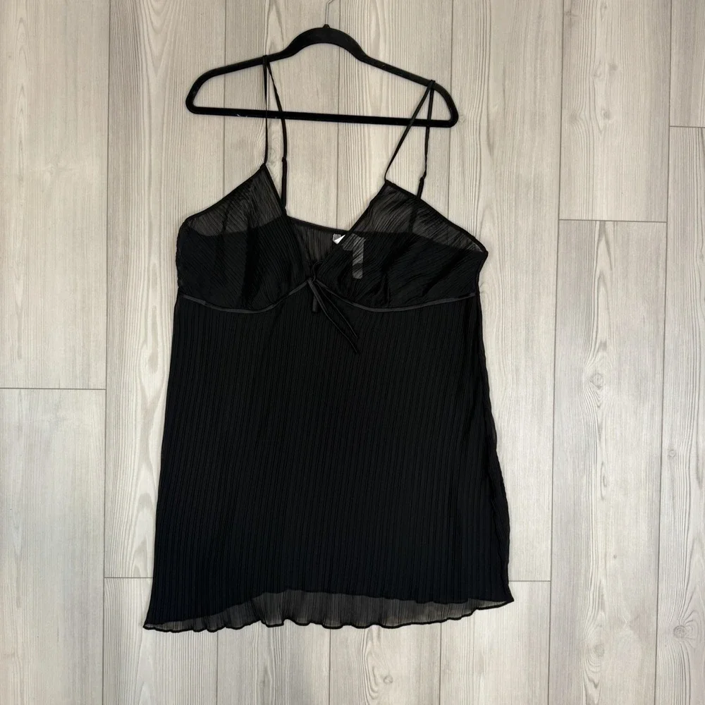 NWT Cacique Black Sheer‎ Stretch Lace Cami Nighty Top 22/24 Sexy